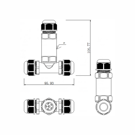 Waterproof kabel connector T