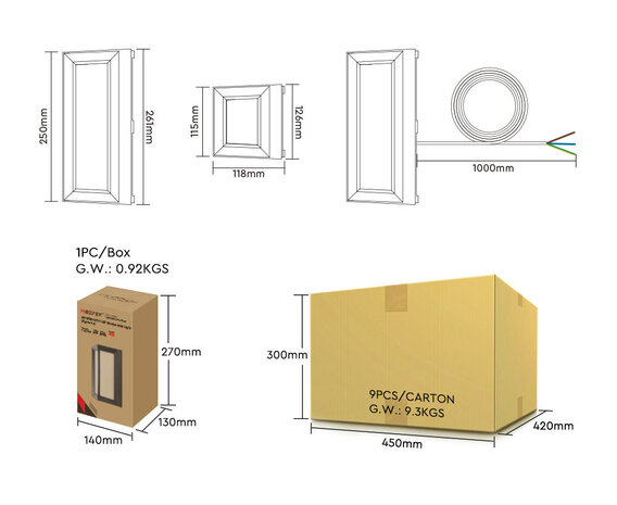 Miboxer RGB+CCT Rechthoekige Wandlamp (Zigbee 3.0+2.4G)