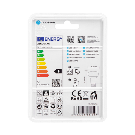 Aigostar LED E27-R63 9W